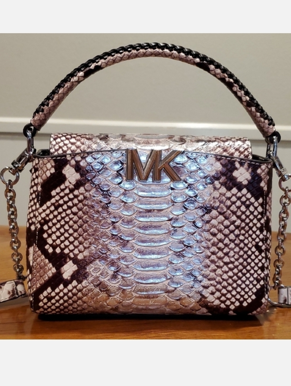 NWT Michael Kors Karlie Embossed Python Crossbody
